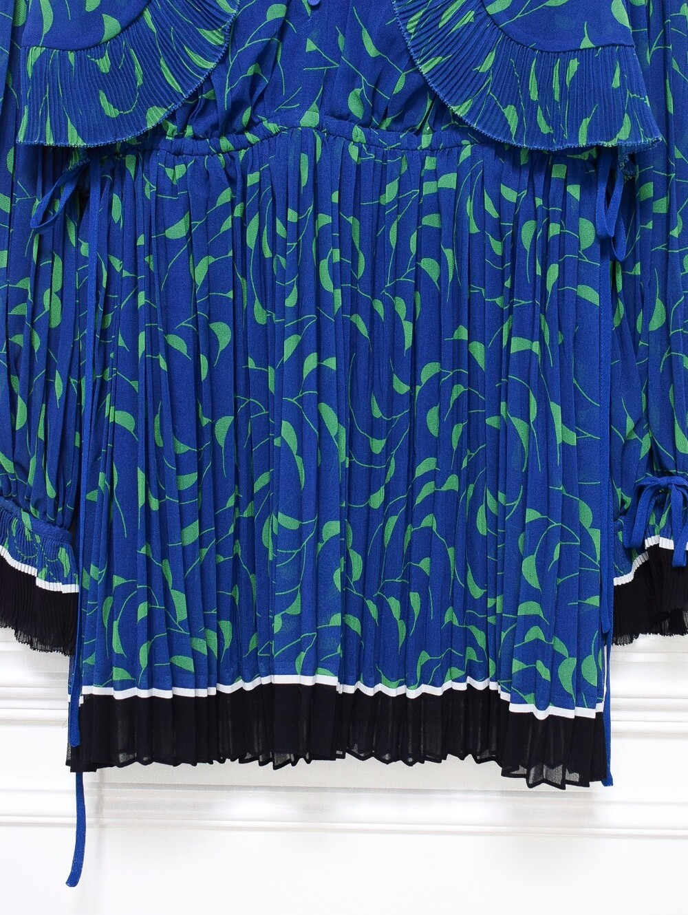Self Portrait Crescent Chiffon Pleated Cape Dress Blue Green Mini Sz 4 Cocktail - Picture 7 of 15